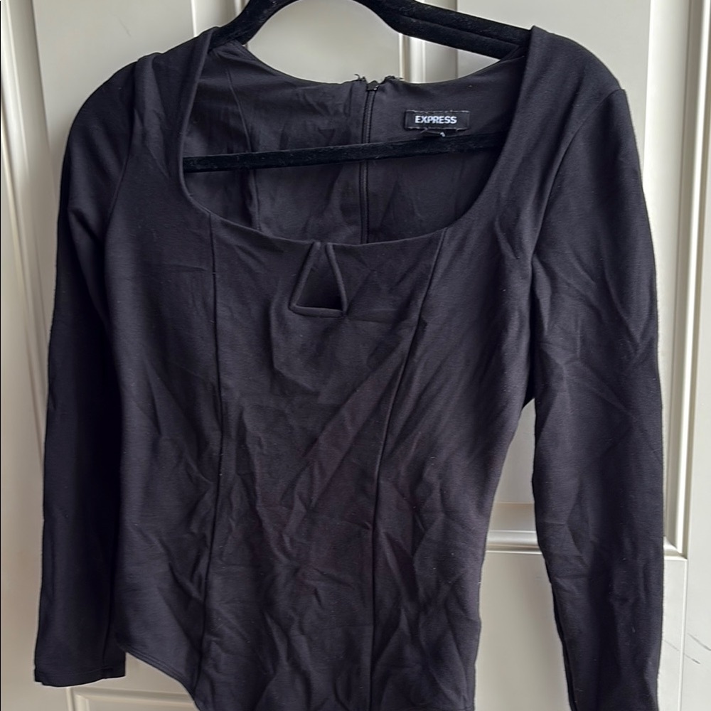 Express Black Fitted Cut Out Blouse